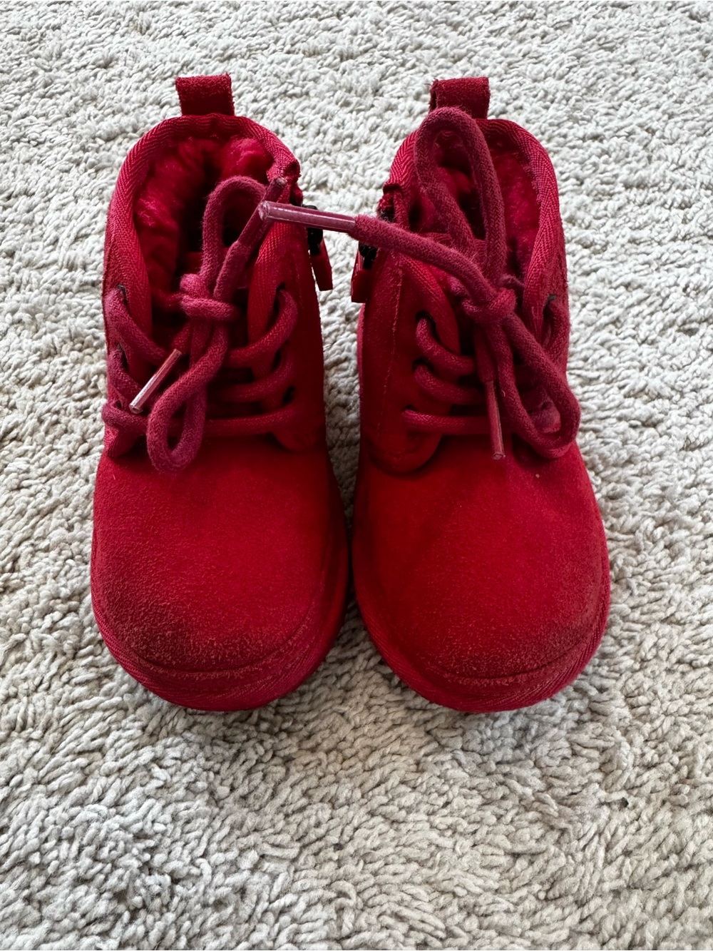 UGG Toddler Red Suede Lace-Up Boots
